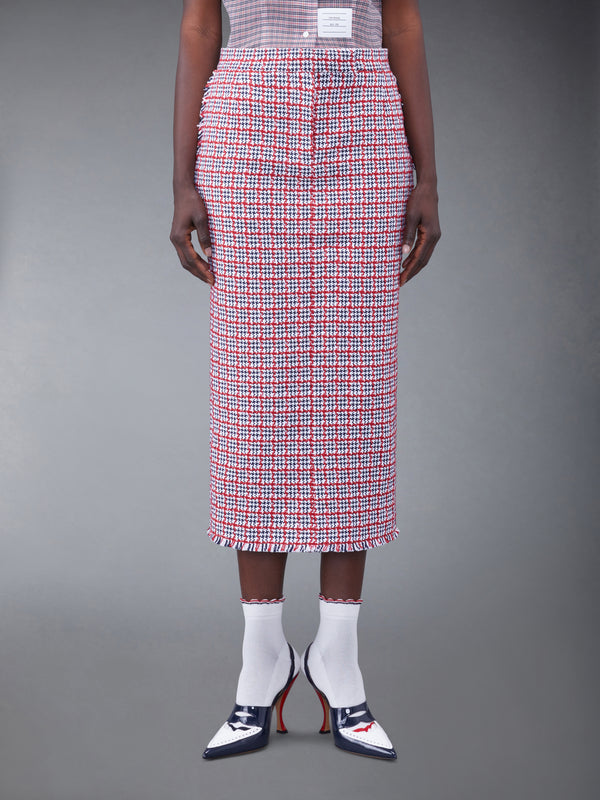 CHECK SUMMER TWEED FRAY MAXI LOW RISE PENCIL SKIRT - featured image