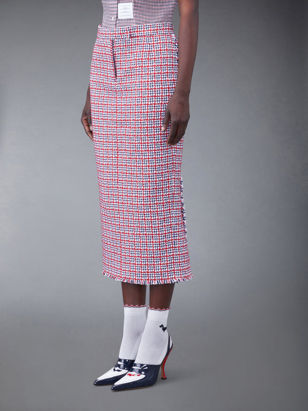 CHECK SUMMER TWEED FRAY MAXI LOW RISE PENCIL SKIRT - image 2