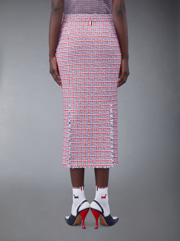CHECK SUMMER TWEED FRAY MAXI LOW RISE PENCIL SKIRT - image 3