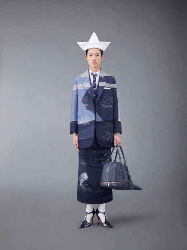 Wool Flannel Stitch Detail Calf Length Sack Skirt - image 4