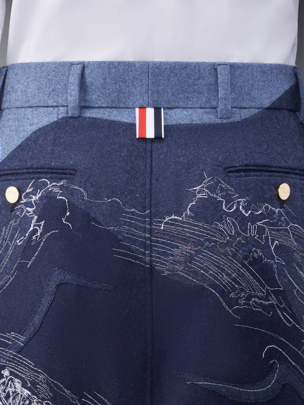 Wool Flannel Stitch Detail Calf Length Sack Skirt - image 6
