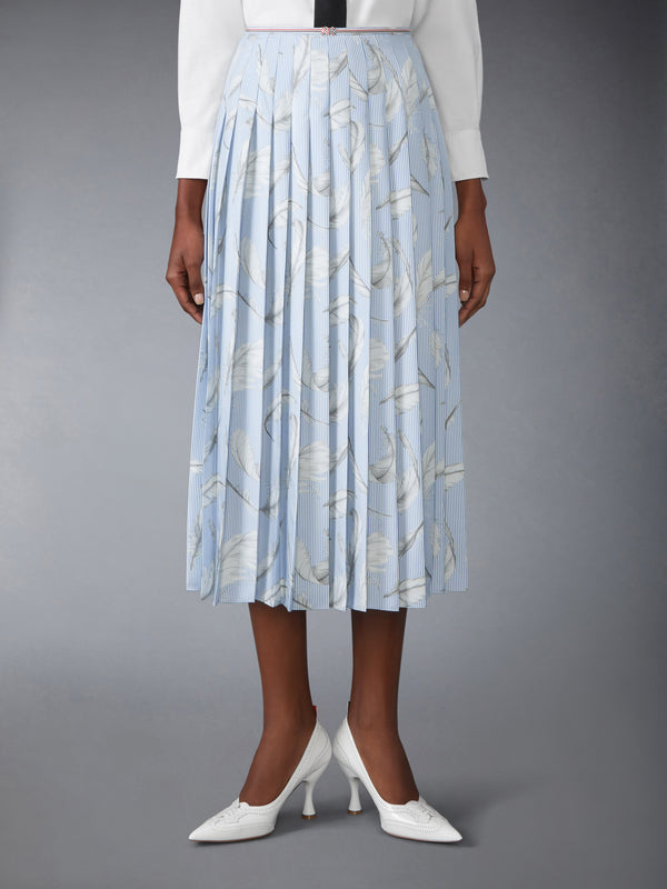 FEATHER PRINTED SILK TWILL PLEAT SKIRT - image 1