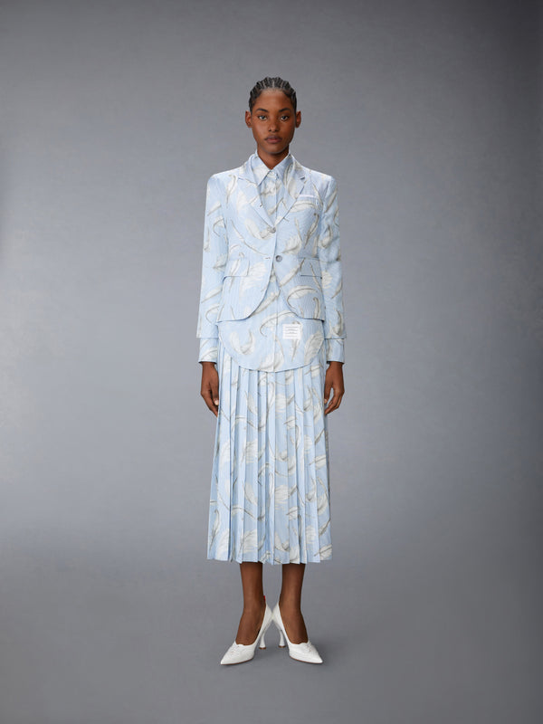 FEATHER PRINTED SILK TWILL PLEAT SKIRT - image 4