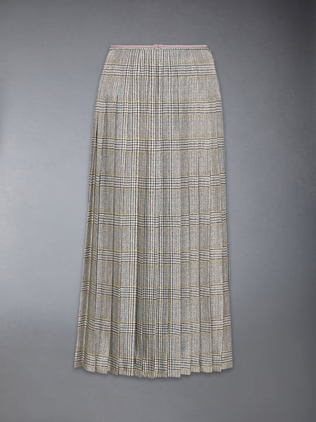 HUNTING TWEED SILK TWILL PLEATED SKIRT BLK/WHT