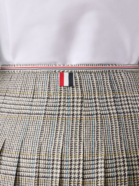 HUNTING TWEED SILK TWILL PLEATED SKIRT BLK/WHT