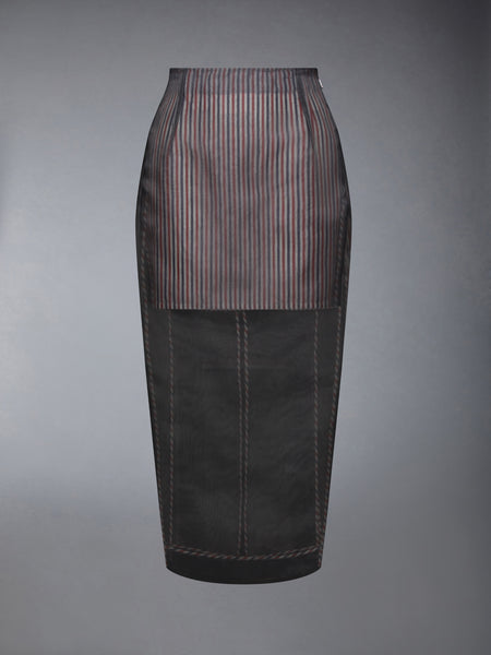 SILK ORGANZA HIGH WAISTED PENCIL SKIRT BLACK