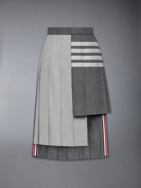 WOOL FLANNEL 4-BAR PLEATED SKIRT MEDIUM GREY