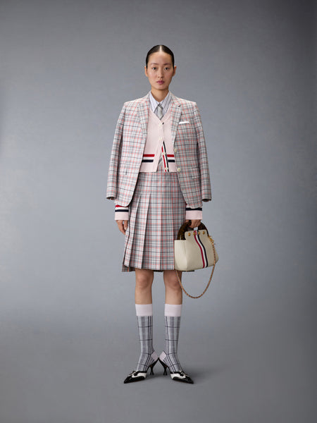 PLAID CHECK COOL WOOL PLEATED SKIRT RWBWHT