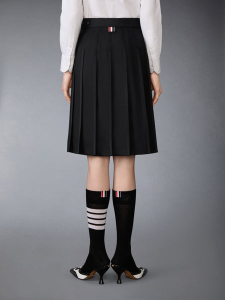 SUPER 120'S TWILL PLEATED SKIRT BLACK
