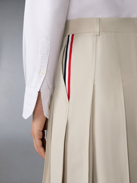 COTTON SUITING PLEATED SKIRT BEIGE