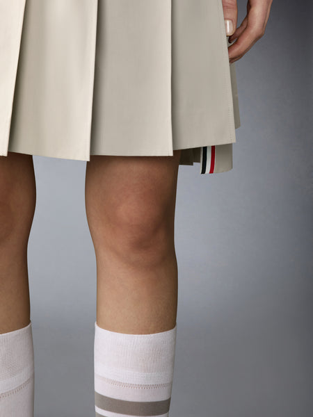 COTTON SUITING PLEATED SKIRT BEIGE