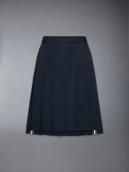 COTTON SUITING PLEATED SKIRT NAVY