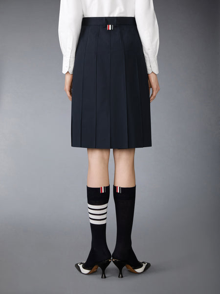 COTTON SUITING PLEATED SKIRT NAVY