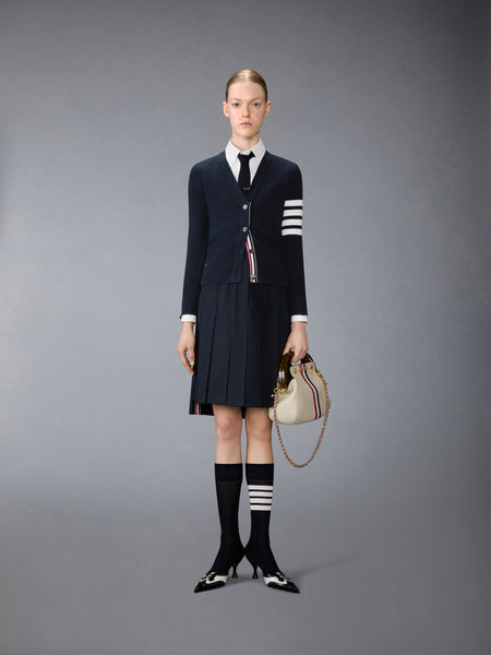 COTTON SUITING PLEATED SKIRT NAVY