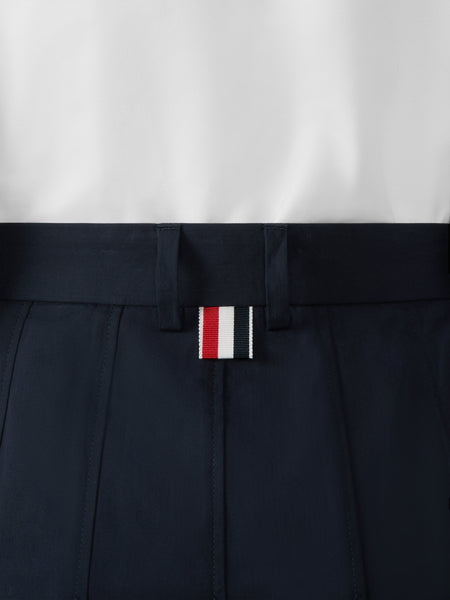 COTTON SUITING PLEATED SKIRT NAVY