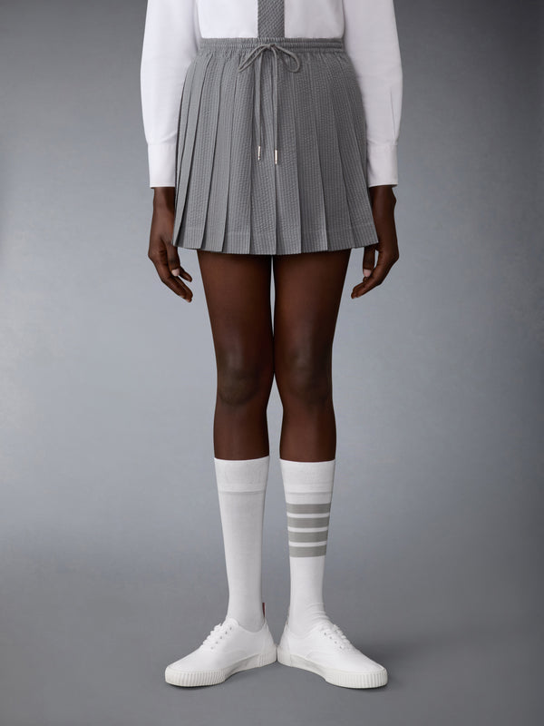WOOL SEERSUCKER DRAWSTRING PLEATED MINI SKIRT - image 1