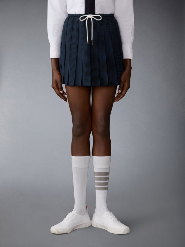 WOOL SEERSUCKER DRAWSTRING PLEATED MINI SKIRT - image 1
