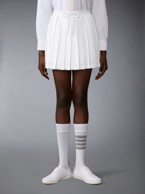 EYELASH TWEED DRAWSTRING PLEATED MINI SKIRT - image 1