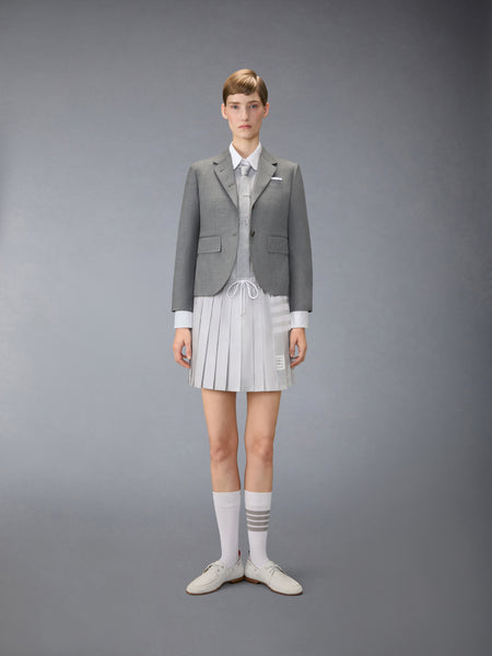 OXFORD 4-BAR DRAWSTRING PLEATED MINI SKIRT LT GREY
