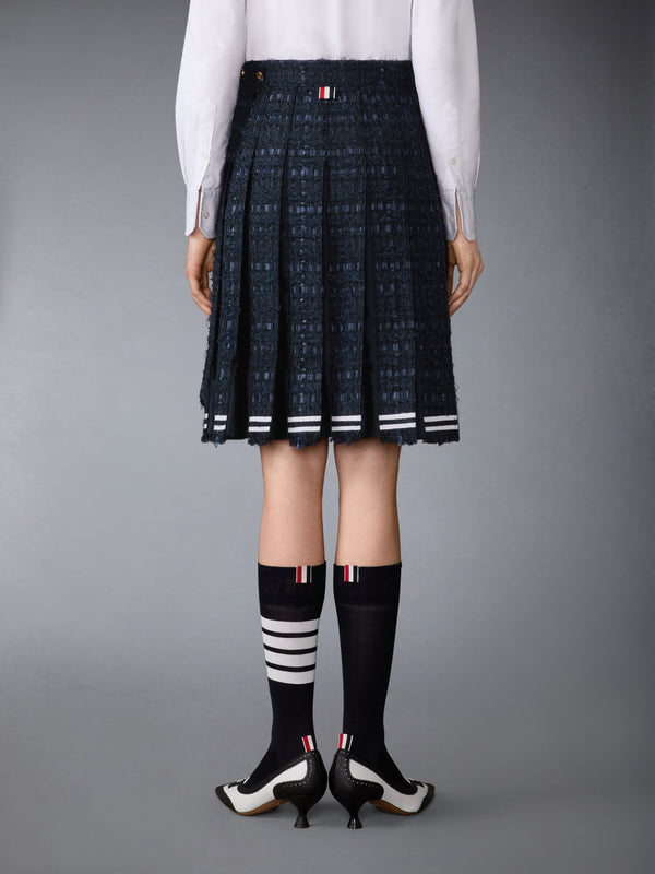 SATIN RIBBON TWEED FRAYED PLEATED SKIRT - image 3