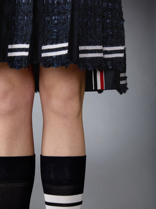 SATIN RIBBON TWEED FRAYED PLEATED SKIRT - image 5