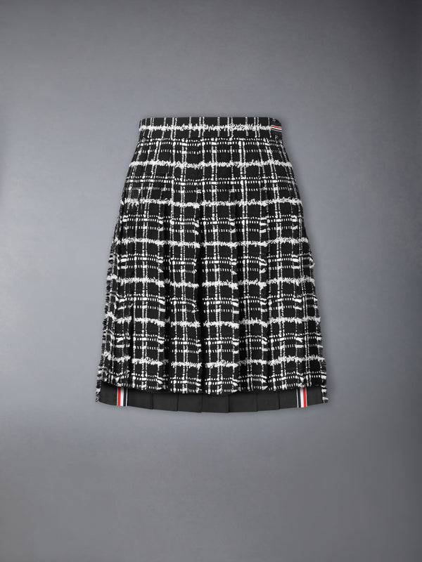 RIBBON TWEED PLEATED SKIRT WITH FRAY EDGE - featured image