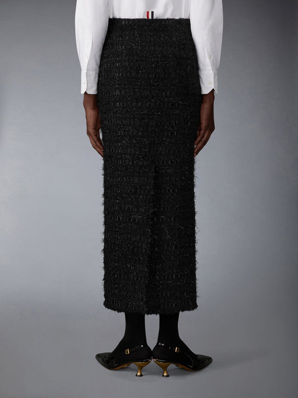 SATIN RIBBON TWEED FRAYED HOBBLE SKIRT - image 3