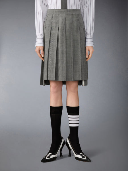 FUNMIX HOUNDSTOOTH FRESCO PLEATED SKIRT BLK/WHT