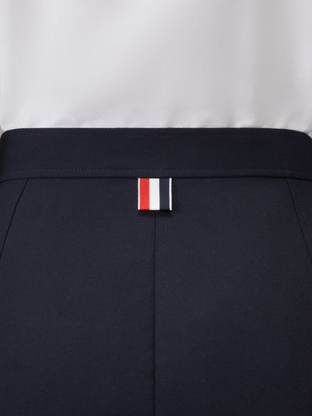 HOPSACK SUITING BUTTON FRONT SKIRT NAVY