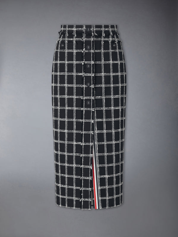 WINDOWPANE HOUNDSTOOTH TWEED SKIRT WITH FRAY EDGE - featured image