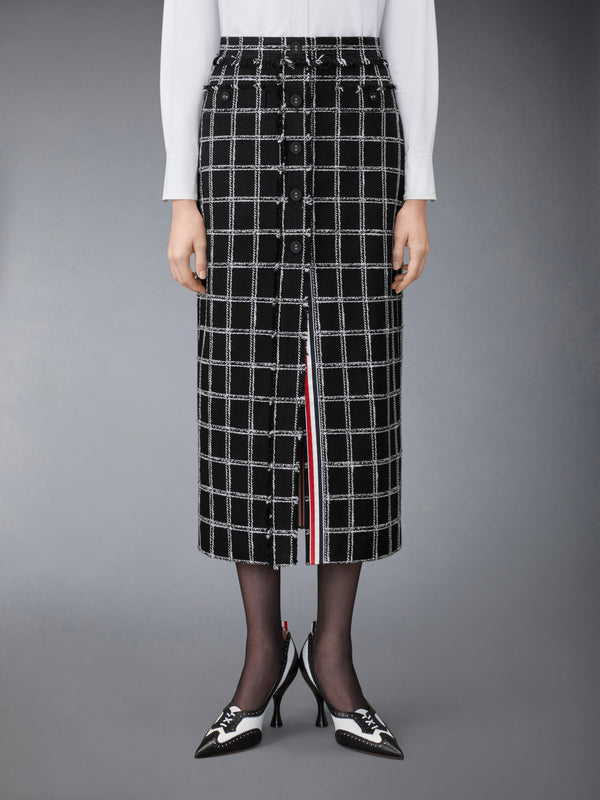 WINDOWPANE HOUNDSTOOTH TWEED SKIRT WITH FRAY EDGE - image 1