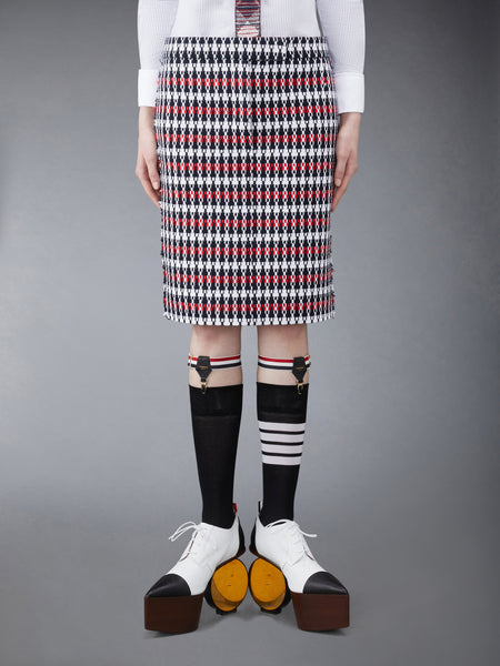 GROSGRAIN TWEED LOW WAIST SKIRT RWBWHT