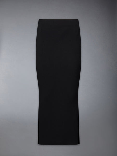 SOLID WOOL CREPE LOW RISE MAXI HOBBLE SKIRT BLACK