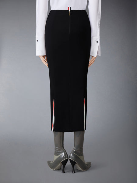 SOLID WOOL CREPE LOW RISE MAXI HOBBLE SKIRT BLACK