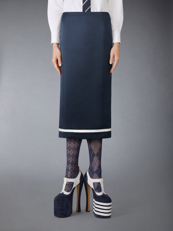 SOLID DOUBLE DUCHESS PENCIL SKIRT - image 1