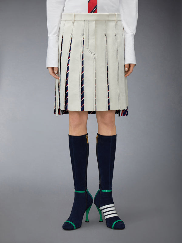 DENIM LOW RISE PLEATED SKIRT - image 1
