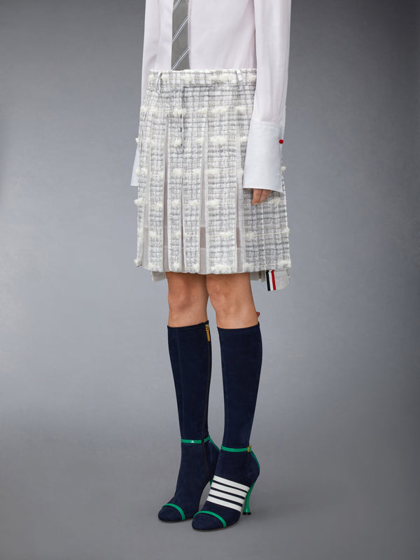 REPP STRIPE POUF TWEED LOW RISE PLEATED SKIRT - image 2