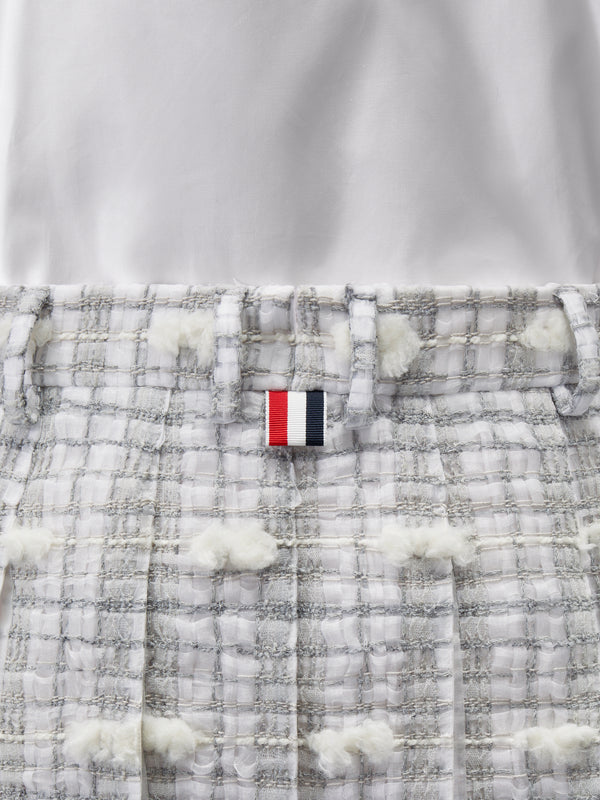 REPP STRIPE POUF TWEED LOW RISE PLEATED SKIRT - image 5