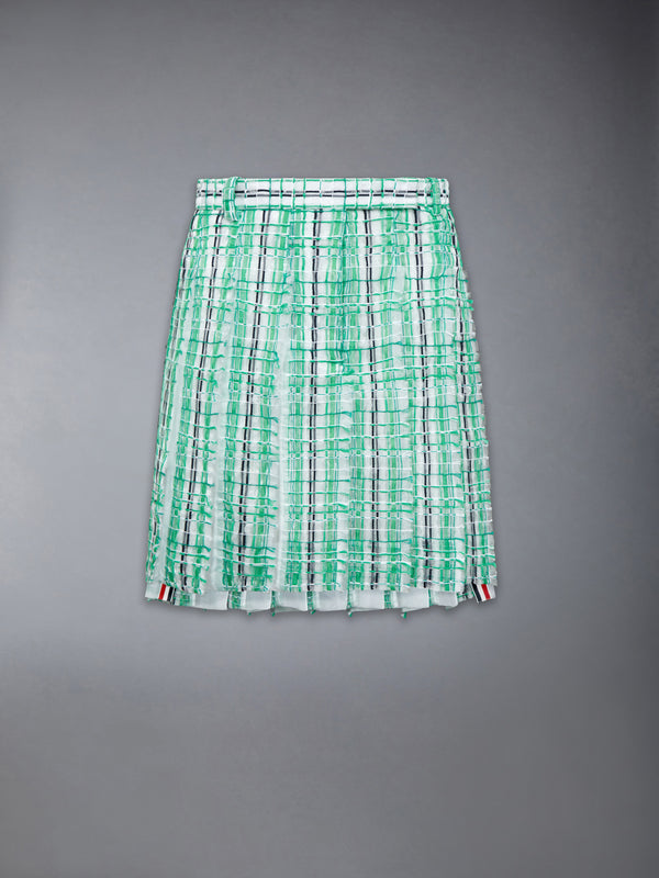 STRIPED SHEER TWEED LOW RISE PLEATED SKIRT - featured image