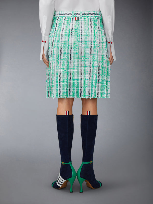 STRIPED SHEER TWEED LOW RISE PLEATED SKIRT - image 3
