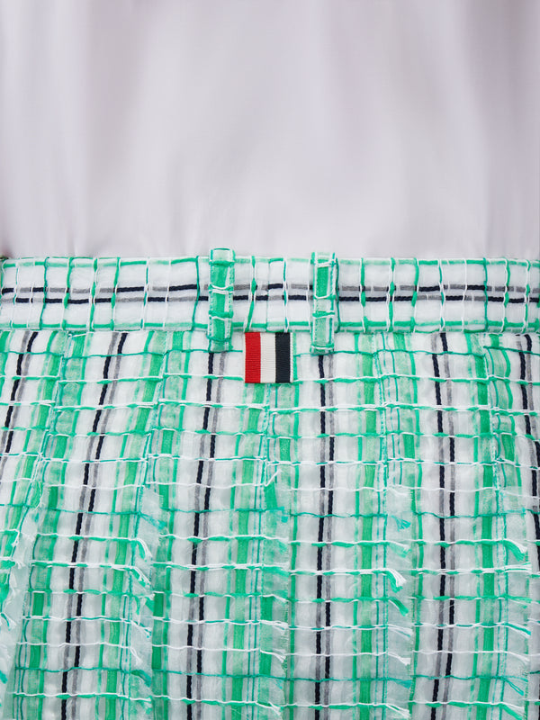 STRIPED SHEER TWEED LOW RISE PLEATED SKIRT - image 5