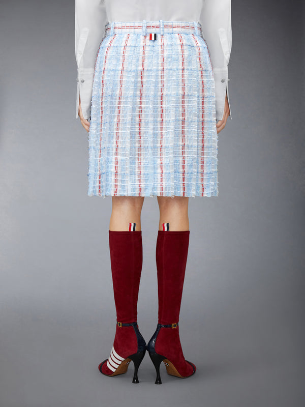 STRIPED SHEER TWEED LOW RISE PLEATED SKIRT - image 3