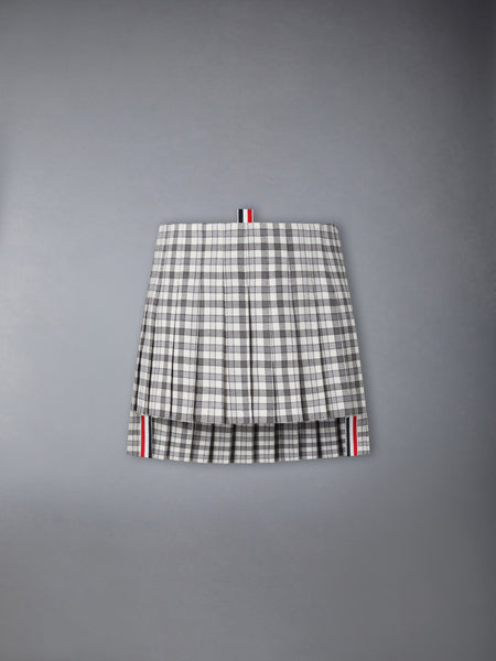 GUNCLUB HEAVY TWILL LOW RISE PLEATED MINI SKIRT MED GREY