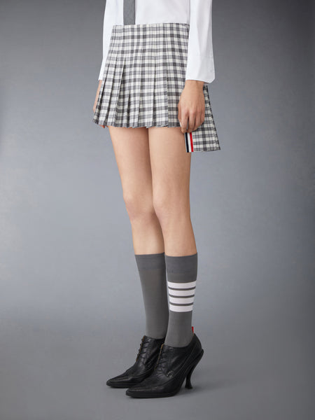 GUNCLUB HEAVY TWILL LOW RISE PLEATED MINI SKIRT MED GREY