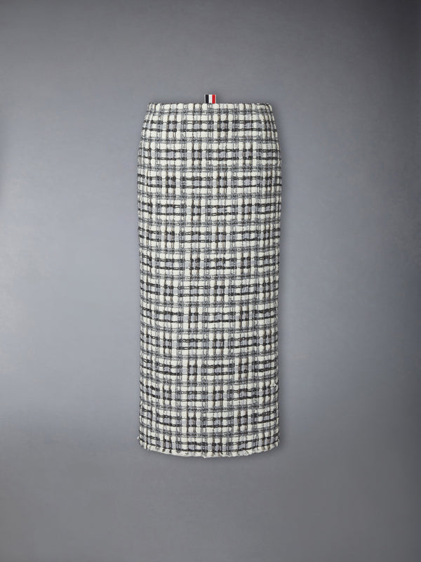 SHEER ORGANZA RIBBON TWEED PENCIL SKIRT WITH FRAY EDGE - featured image
