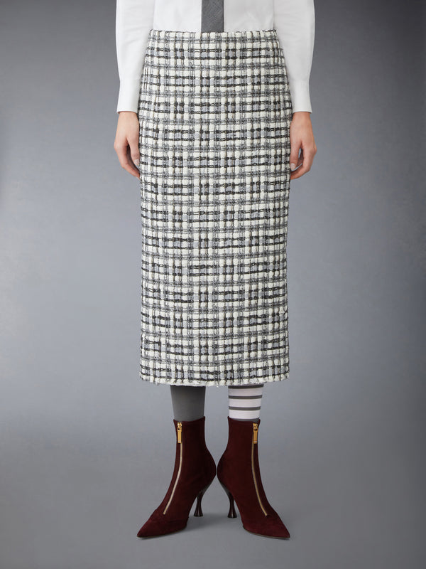 SHEER ORGANZA RIBBON TWEED PENCIL SKIRT WITH FRAY EDGE - image 1