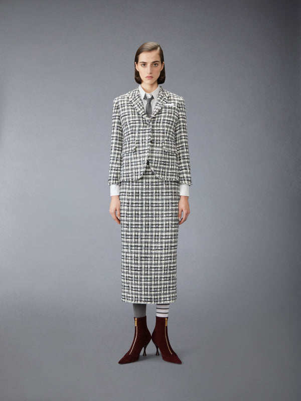 SHEER ORGANZA RIBBON TWEED PENCIL SKIRT WITH FRAY EDGE - image 4