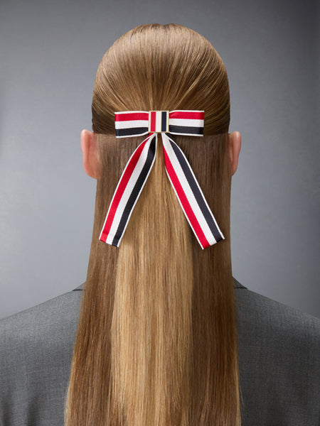 SATIN RWB BOW BARRETTE RWBWHT