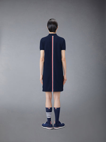 PIQUE RWB STRIPE POLO DRESS NAVY
