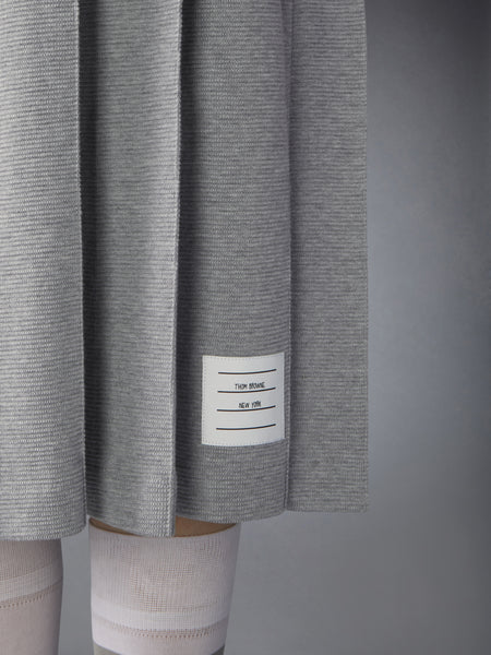 COTTON WAFFLE PLEATED POLO DRESS LT GREY
